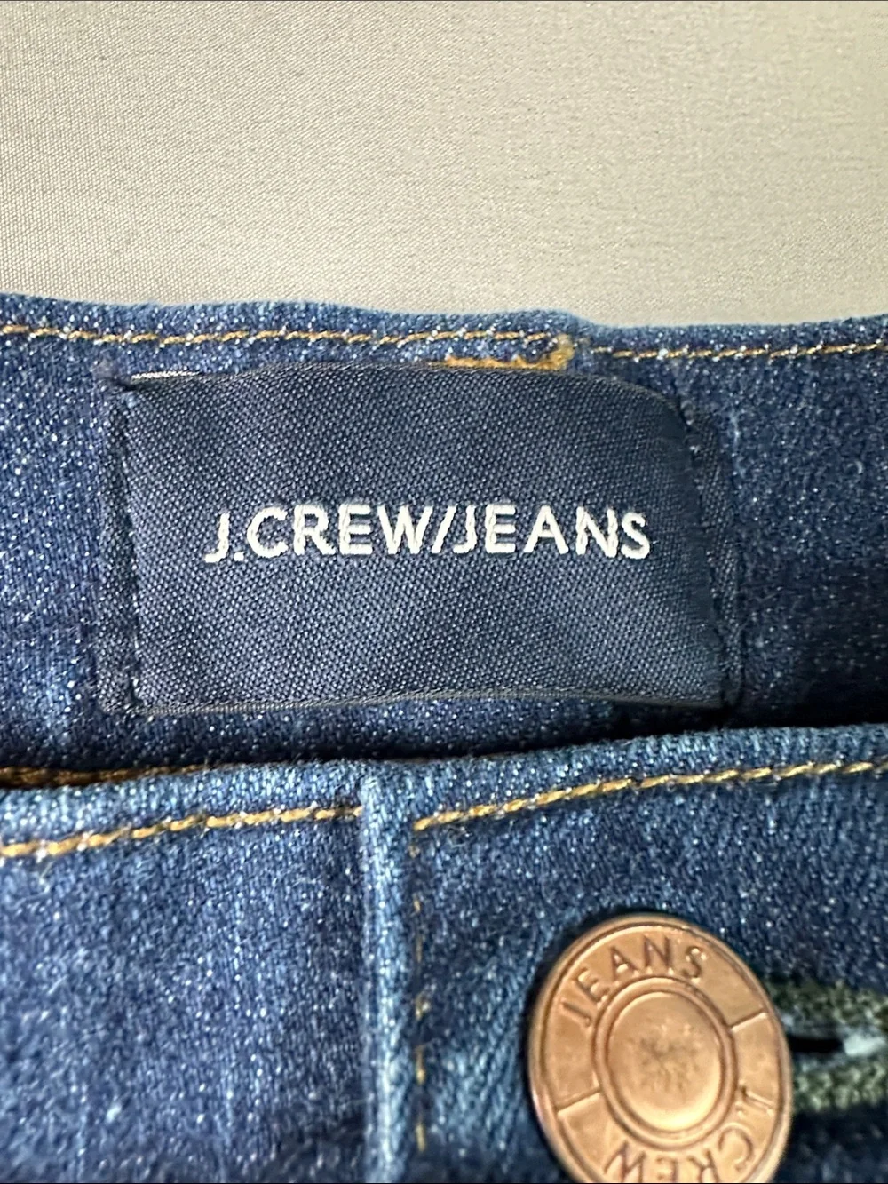 J. Crew Relaxed Fit Jeans 770 Straight Dark Blue Wash Distressed